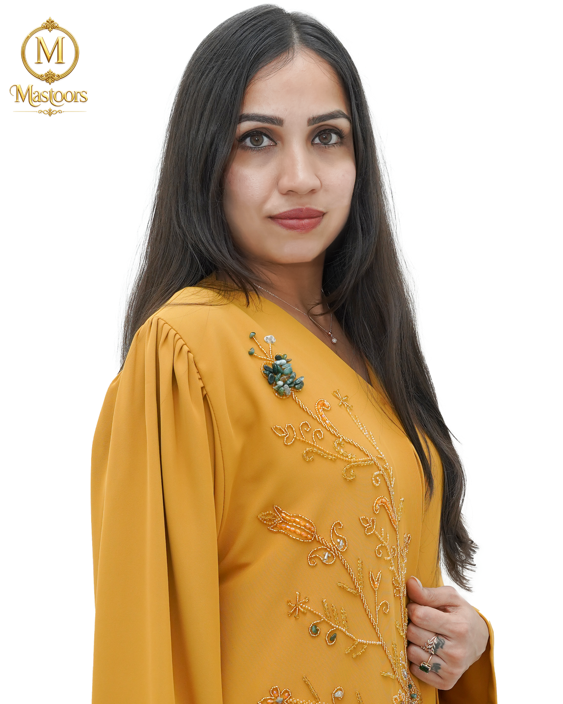 The Royal Saffron Hand-Embroidered Abaya