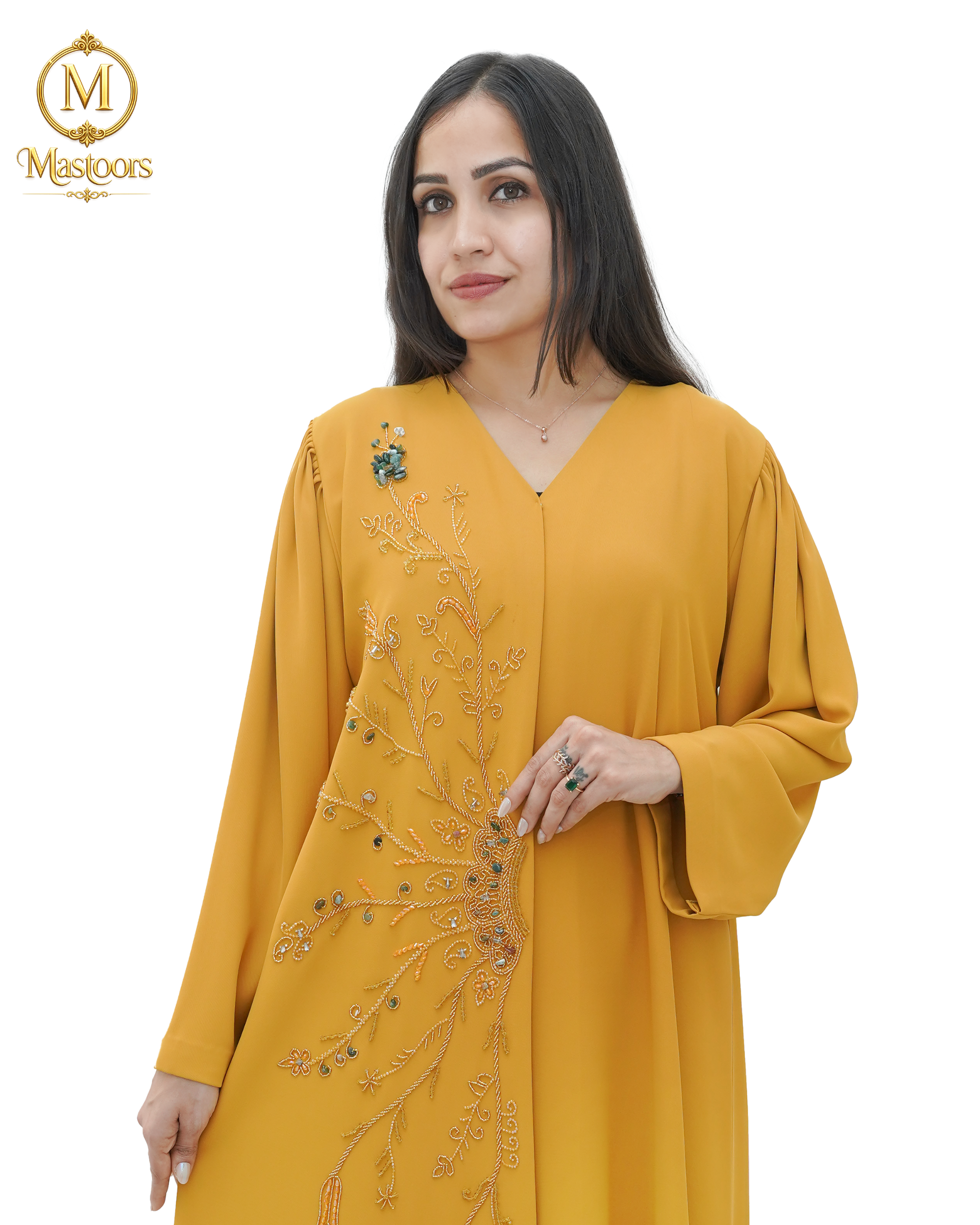 The Royal Saffron Hand-Embroidered Abaya