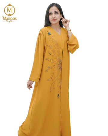 The Royal Saffron Hand-Embroidered Abaya