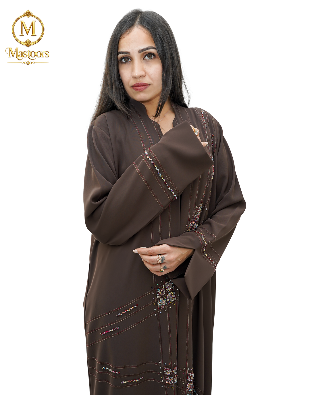 The Imperial Espresso Hand-Embroidered Abaya