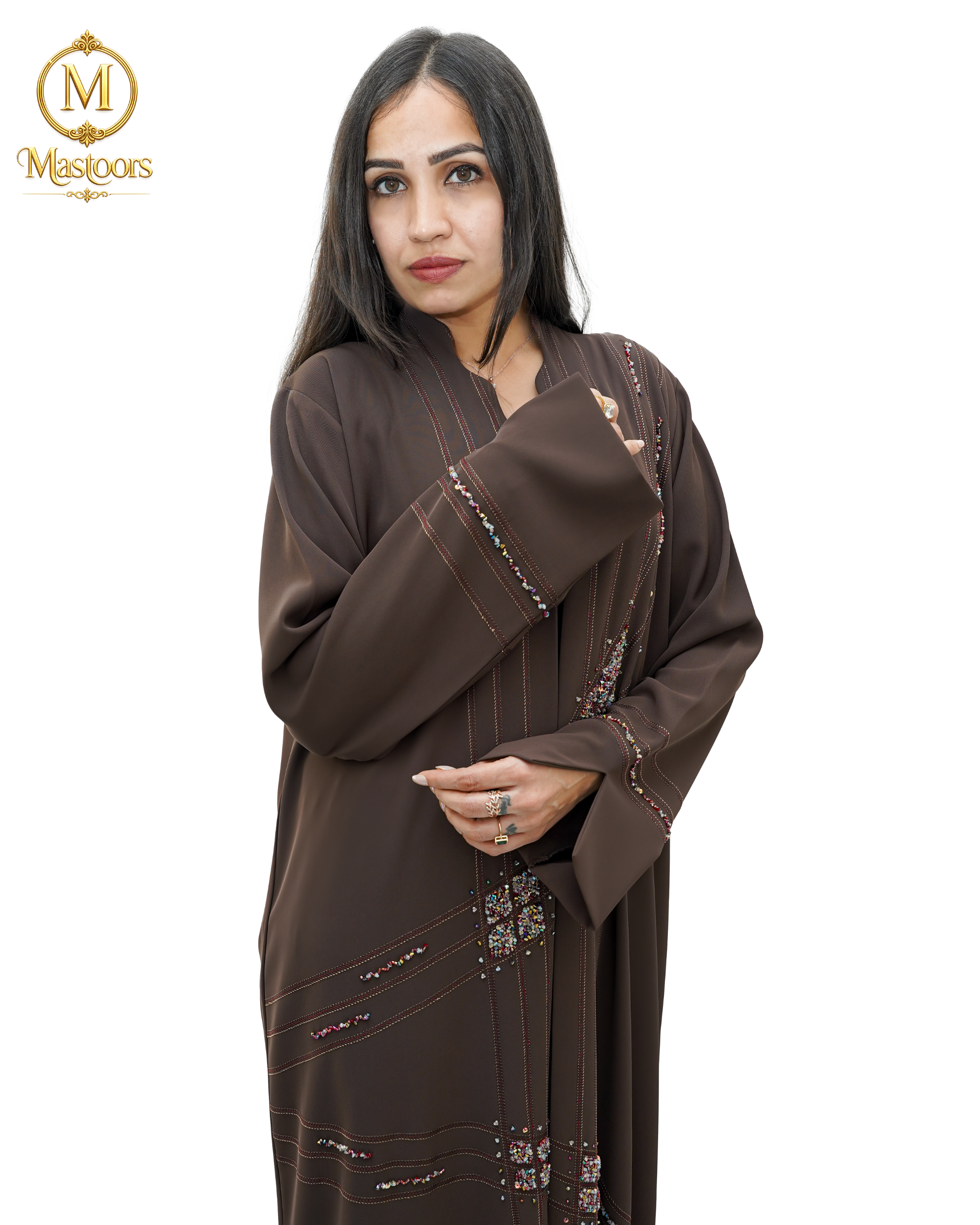 The Imperial Espresso Hand-Embroidered Abaya