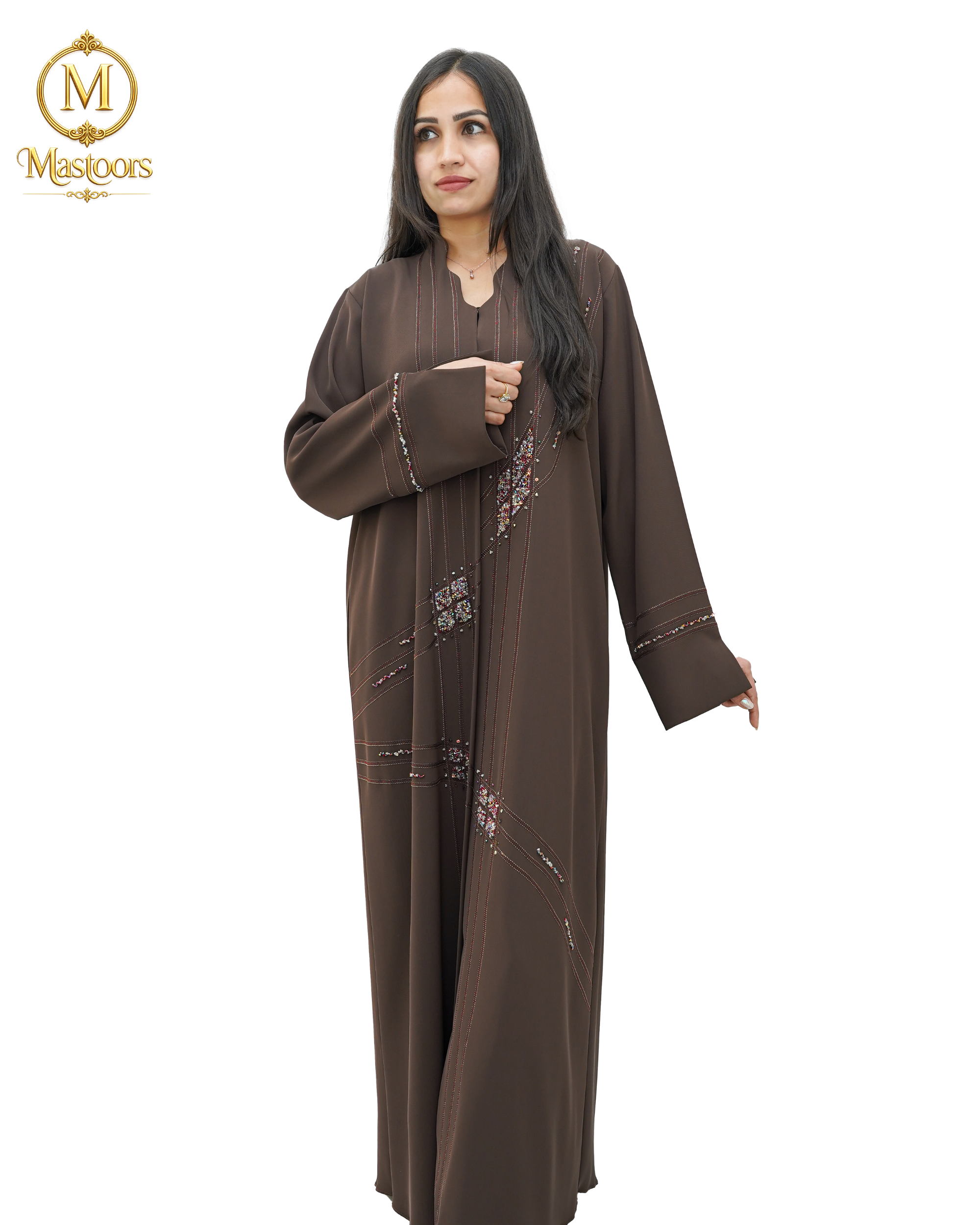 The Imperial Espresso Hand-Embroidered Abaya
