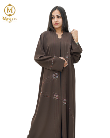 The Imperial Espresso Hand-Embroidered Abaya