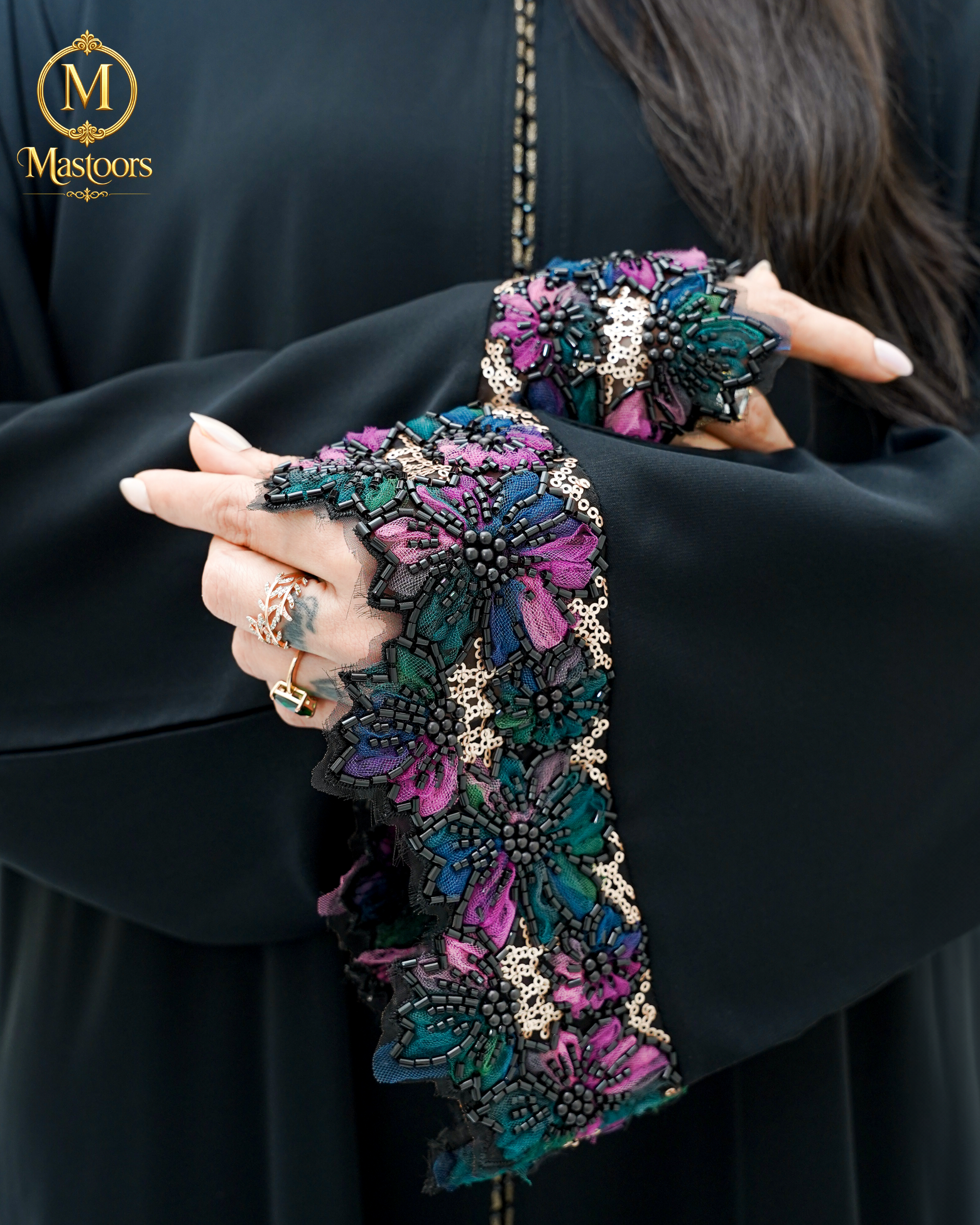 The Obsidian Jewel Hand-Embroidered Abaya