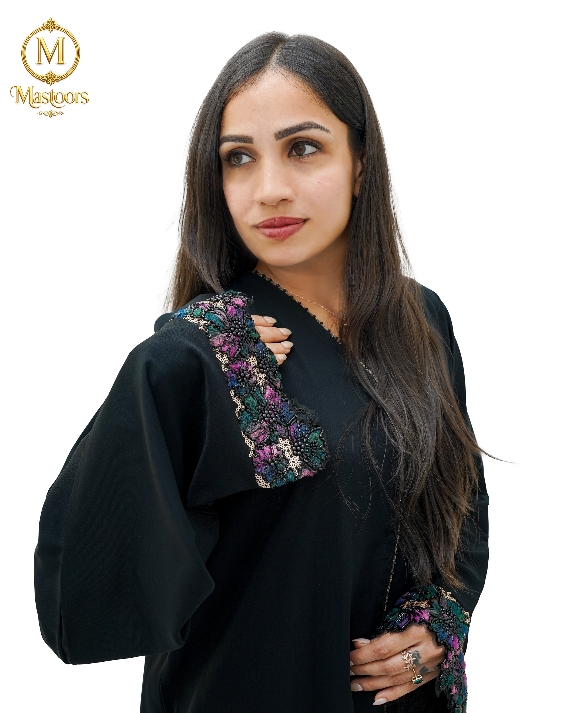 The Obsidian Jewel Hand-Embroidered Abaya
