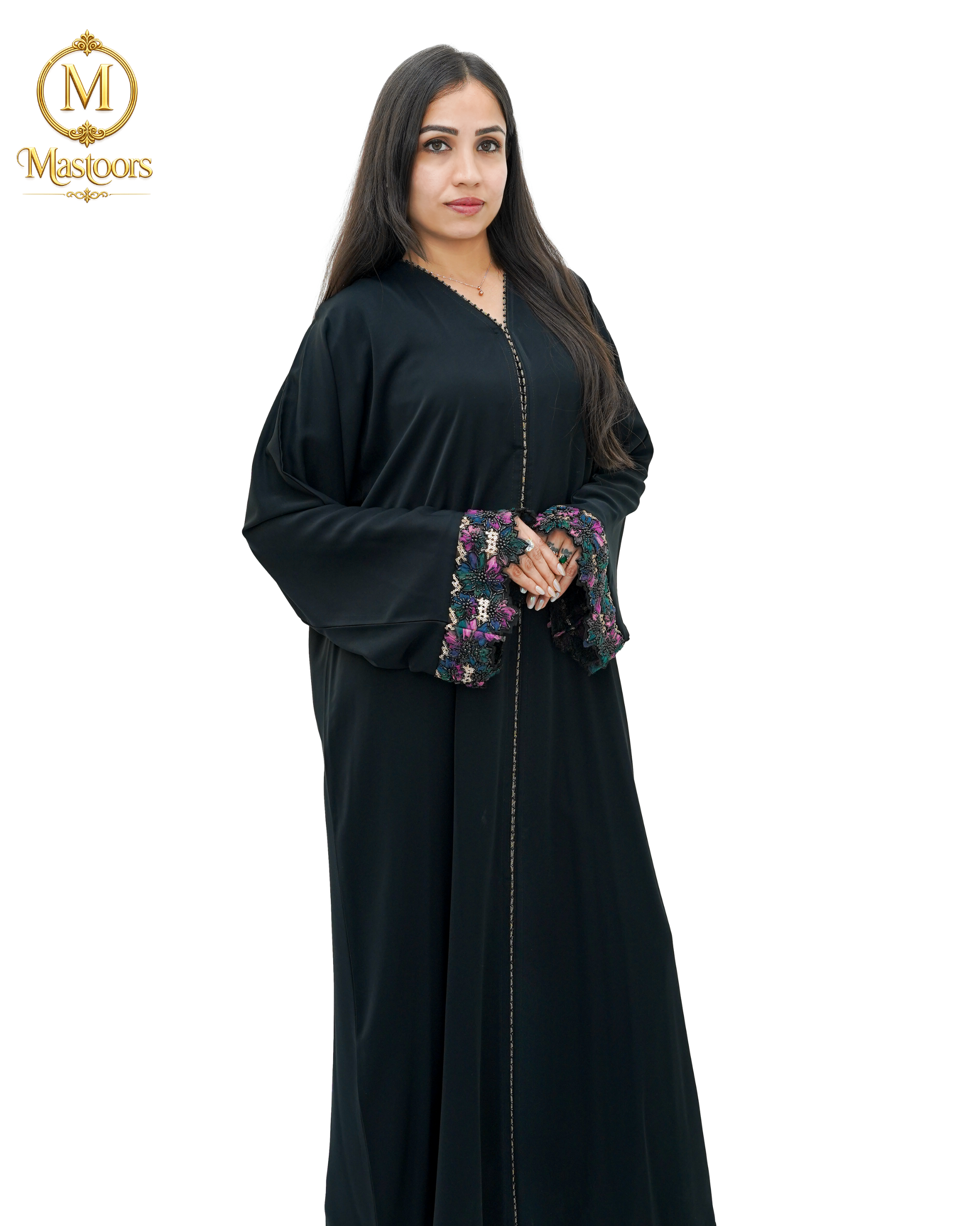 The Obsidian Jewel Hand-Embroidered Abaya