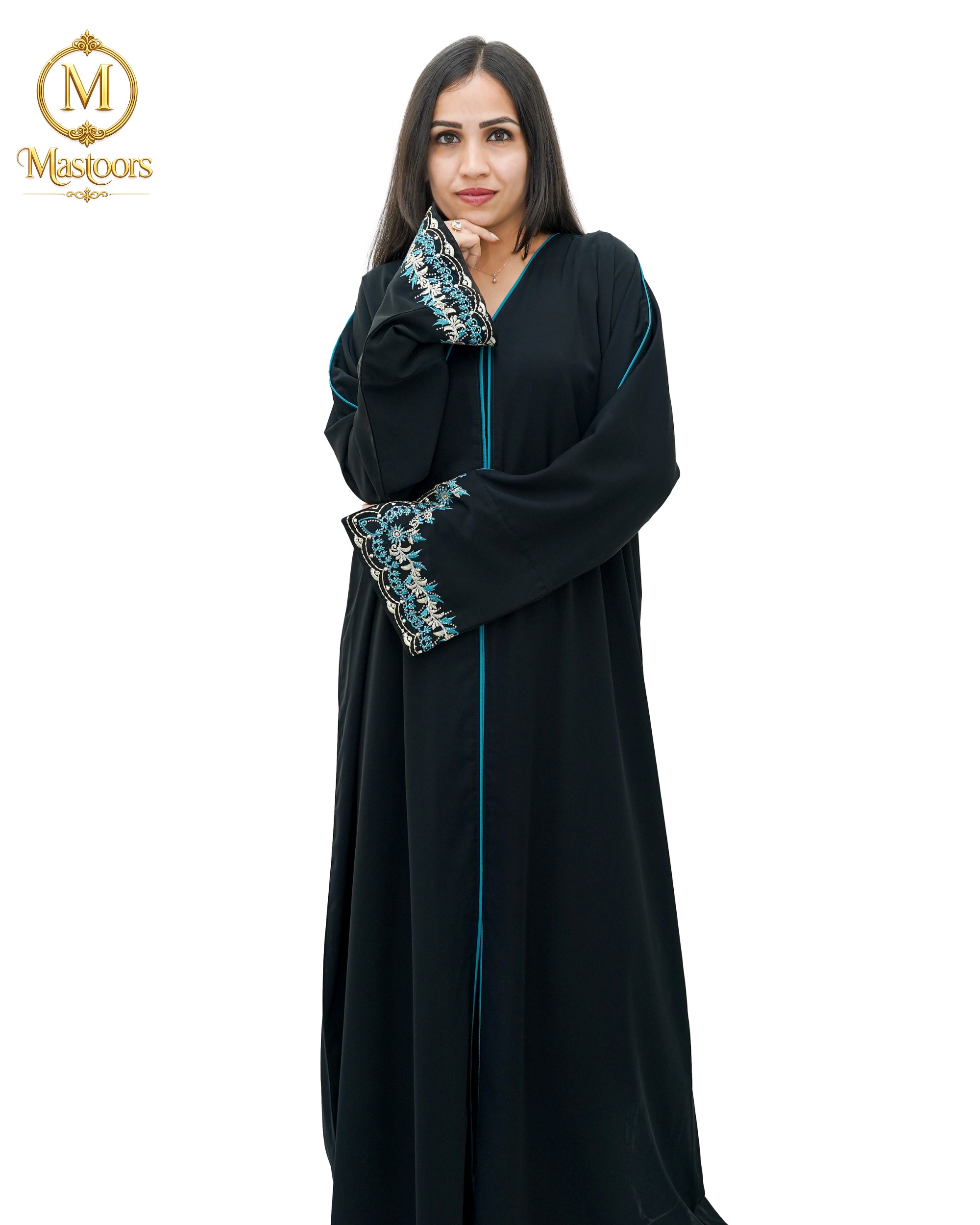 The Midnight Noir Hand-Embroidered Abaya