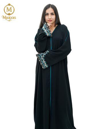 The Midnight Noir Hand-Embroidered Abaya