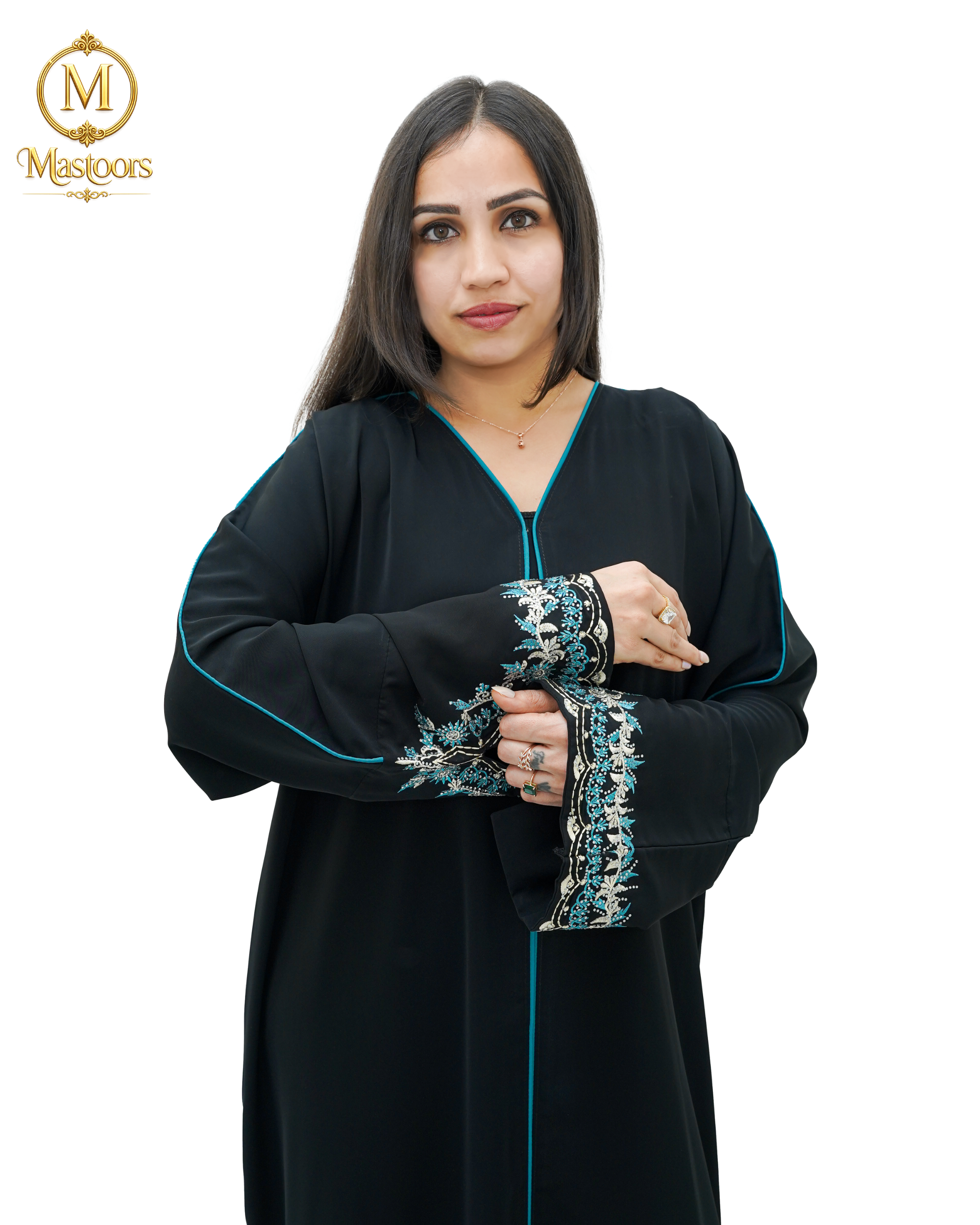 The Midnight Noir Hand-Embroidered Abaya